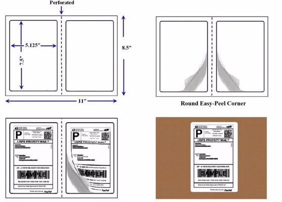 Λευκό 8,5 X 11cm κενά φύλλα αυτοκόλλητων ετικεττών Woodfree, σαφή φύλλα αυτοκόλλητων ετικεττών